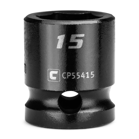 Capri Tools 1/2 in Drive 15 mm 6-Point Metric Stubby Impact Socket CP55415